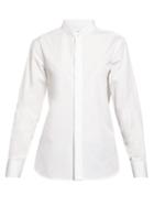Matchesfashion.com Saint Laurent - Curved Hem Poplin Shirt - Womens - White