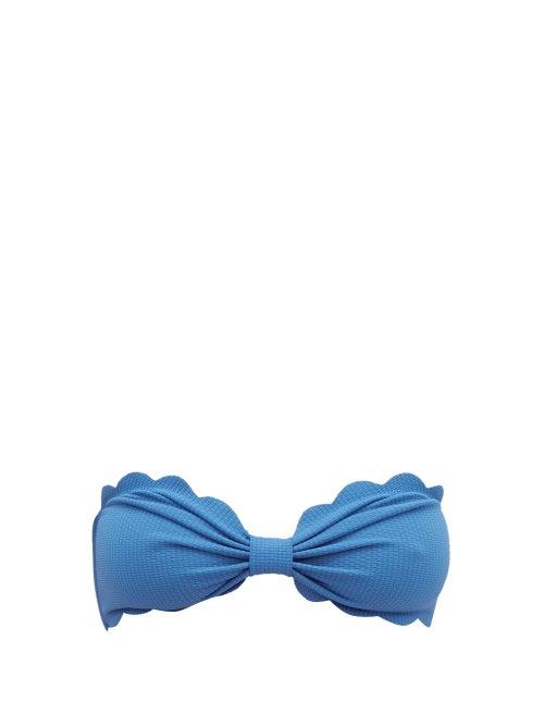 Matchesfashion.com Marysia - Antibes Scallop-edged Bandeau Bikini Top - Womens - Blue