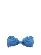 Matchesfashion.com Marysia - Antibes Scallop-edged Bandeau Bikini Top - Womens - Blue
