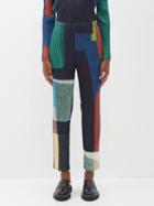 Pleats Please Issey Miyake - Colour-block Technical-pleated Trousers - Womens - Blue