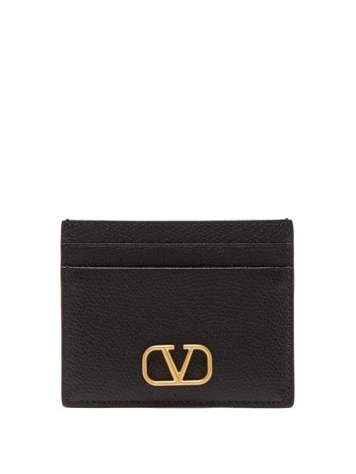Valentino Garavani - V-logo Leather Cardholder - Womens - Black