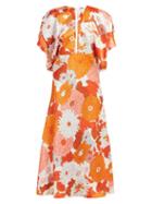 Matchesfashion.com Dodo Bar Or - Bernadette Floral Print Silk Jacquard Midi Dress - Womens - Orange Multi