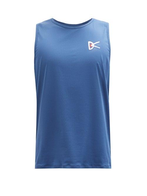 Matchesfashion.com District Vision - Air Wear Logo-print Perforated-jersey Tank Top - Mens - Blue