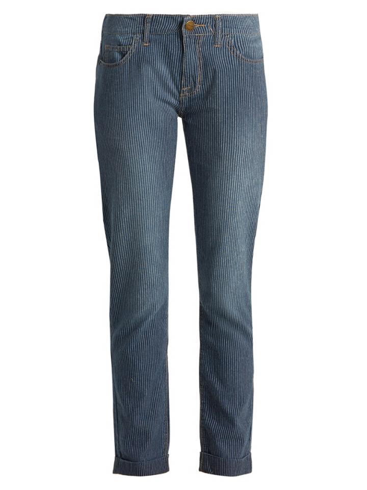 Current/elliott The Fling Striped Straight-leg Jeans