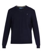 Matchesfashion.com Polo Ralph Lauren - Logo Embroidered Wool Sweater - Mens - Navy