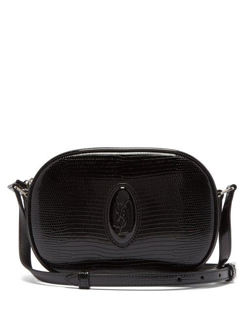 Matchesfashion.com Saint Laurent - Le 61 Snake Effect Patent Leather Cross Body Bag - Womens - Black