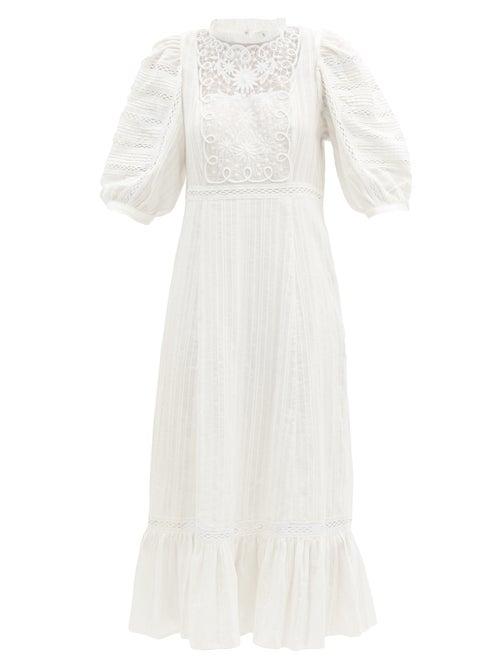 Matchesfashion.com Sea - Ona Embroidered Cotton-voile Dress - Womens - White