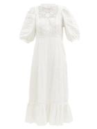 Matchesfashion.com Sea - Ona Embroidered Cotton-voile Dress - Womens - White
