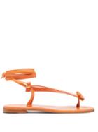 Matchesfashion.com Martiniano - Bibiana Ankle Tie Leather Sandals - Womens - Orange