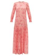 Matchesfashion.com Adriana Degreas - Hydrangea-print Silk-muslin Dress - Womens - Pink Print