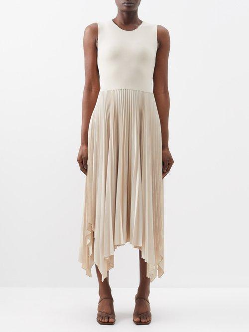 Joseph - Dera Pleated-jersey Midi Dress - Womens - Beige