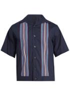 Prada Striped-knit Detail Cotton Bowling Shirt