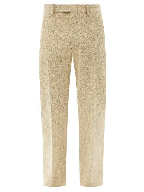 Matchesfashion.com Bottega Veneta - Texted Straight-leg Trousers - Mens - Beige