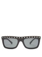 Valentino Rockstud-embellished Flat-top Acetate Sunglasses