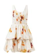 Jason Wu Collection - Impressionist-print Tired Cotton-blend Crepe Dress - Womens - Orange Print