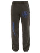 Matchesfashion.com Off-white - Washed Effect Logo Print Sweat Pants - Mens - Black Blue