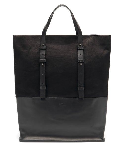 Matchesfashion.com Ami - Canvas And Leather Tote Bag - Mens - Black