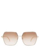 Matchesfashion.com Alexander Mcqueen - Hexagonal Metal Sunglasses - Womens - Brown Gold