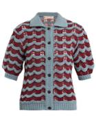 Marni Scallop-striped Knit Wool-blend Cardigan
