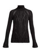 Matchesfashion.com Alexander Mcqueen - Lattice Silk Blend Sweater - Womens - Black