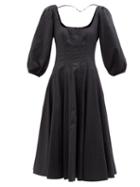 Staud - Swells Square-neck Cotton-blend Poplin Midi Dress - Womens - Black