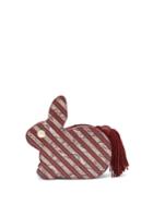 Hillier Bartley Bunny Python-effect Striped Leather Clutch