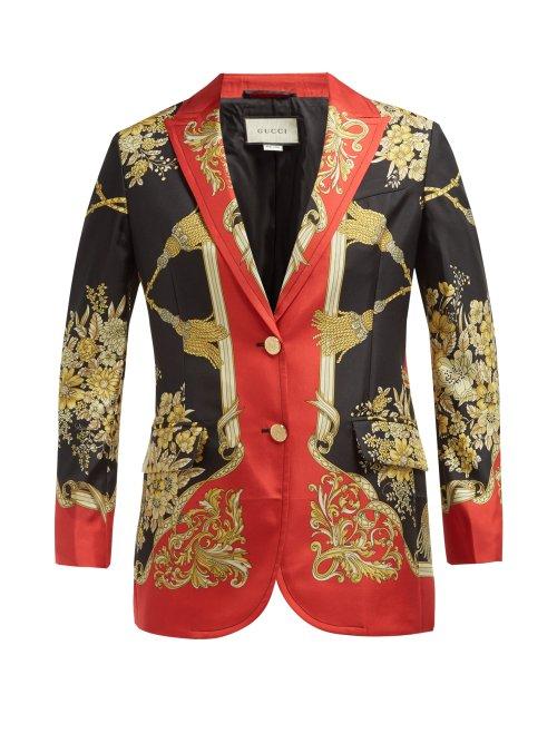 Matchesfashion.com Gucci - Floral Print Single Breasted Silk Blazer - Womens - Red Multi
