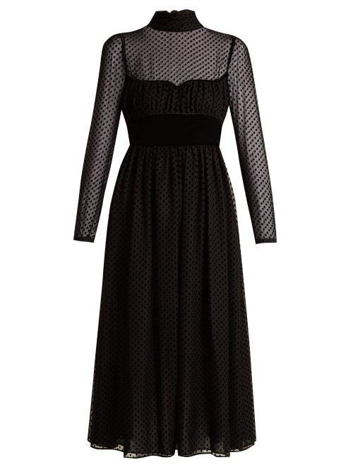 Matchesfashion.com Valentino - Polka Dot Fil Coup Silk Blend Gown - Womens - Black
