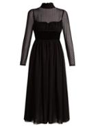 Matchesfashion.com Valentino - Polka Dot Fil Coup Silk Blend Gown - Womens - Black
