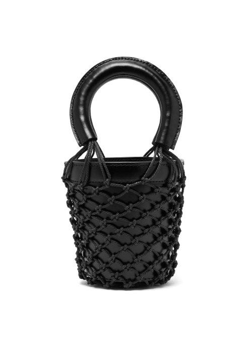 Matchesfashion.com Staud - Mini Moreau Macram And Leather Bucket Bag - Womens - Black