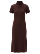 Matchesfashion.com Staud - Lilou Roll-neck Ribbed Wool-blend Sweater Dress - Womens - Brown