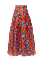 Matchesfashion.com Carolina Herrera - Floral Print Gazar Skirt - Womens - Orange Multi