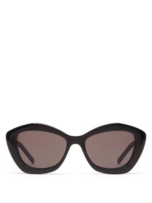 Matchesfashion.com Saint Laurent - Pentagonal Acetate Sunglasses - Womens - Black