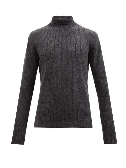 Bottega Veneta - Ribbed Wool-blend Roll-neck Sweater - Mens - Dark Grey