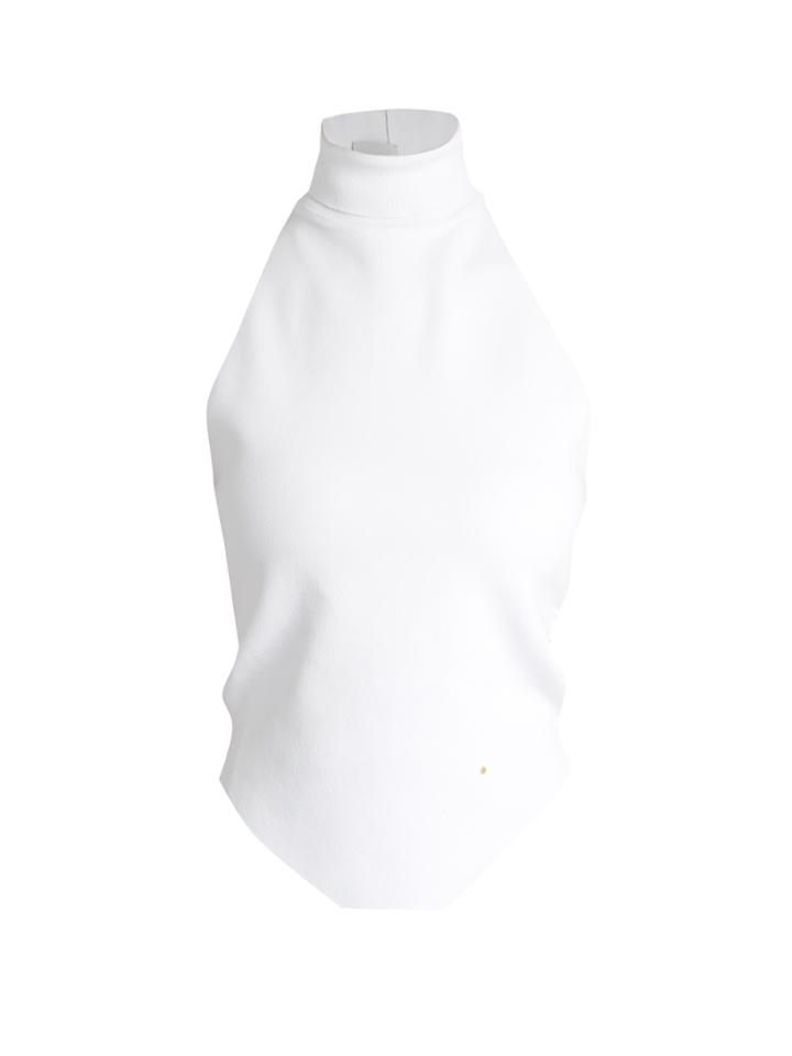 Esteban Cortázar Roll-neck Backless Crepe-knit Top