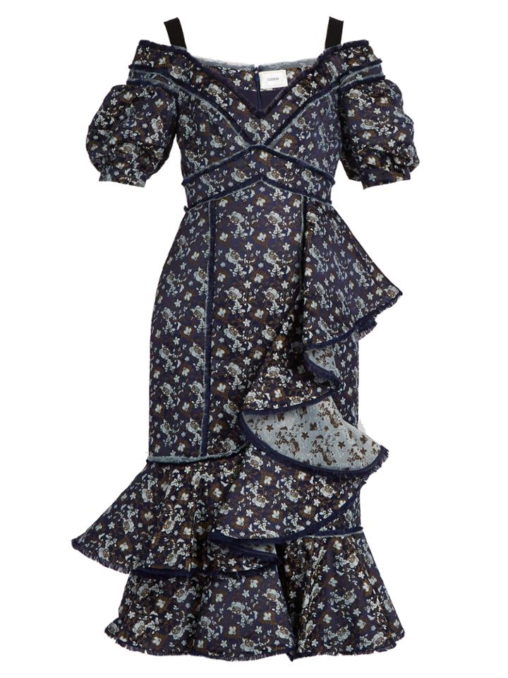 Erdem Kaitlyn Floral-jacquard Open-shoulder Dress