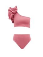 Ladies Beachwear Maygel Coronel - Luisa Ruffled One-shoulder Bikini - Womens - Pink