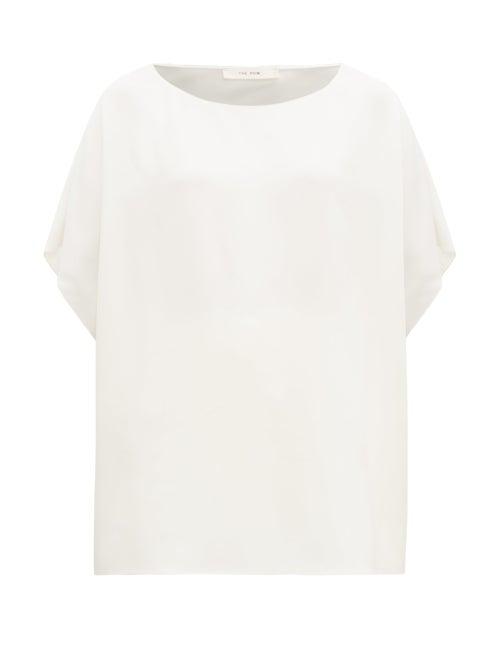 Matchesfashion.com The Row - Lylia Bateau Neck Crepe Top - Womens - Ivory