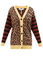 Matchesfashion.com Msgm - Leopard-jacquard Knit Cardigan - Womens - Yellow Multi