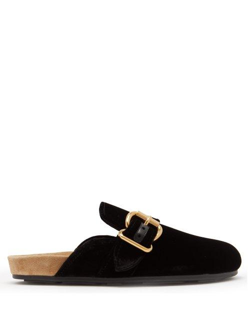 Matchesfashion.com Prada - Suede Lined Velvet Mules - Womens - Black