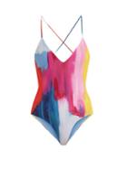 Matchesfashion.com Mara Hoffman - Emma Cross Back Swimsuit - Womens - Pink Multi