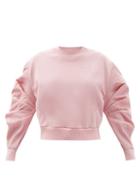 Ladies Rtw Alexander Mcqueen - Satin-sleeve Cotton-jersey Sweatshirt - Womens - Light Pink