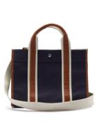 Matchesfashion.com Rue De Verneuil - Traveller Medium Leather-trim Linen Tote Bag - Womens - Navy Multi