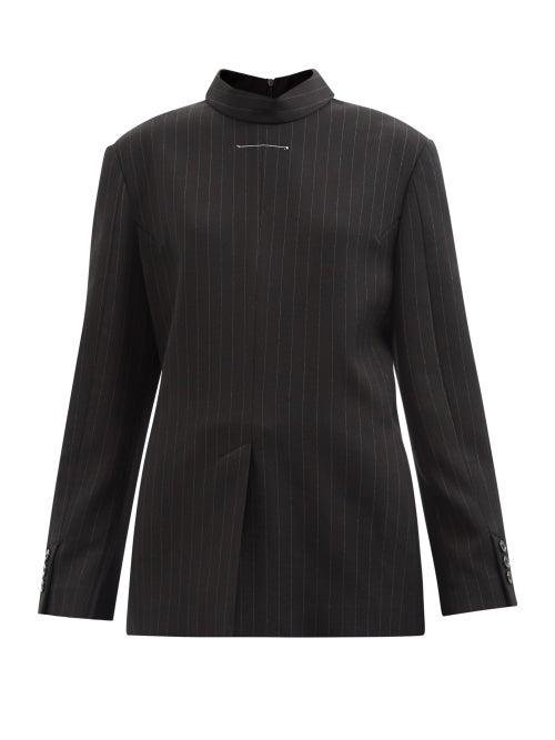 Mm6 Maison Margiela - Pinstriped Tailored Top - Womens - Black