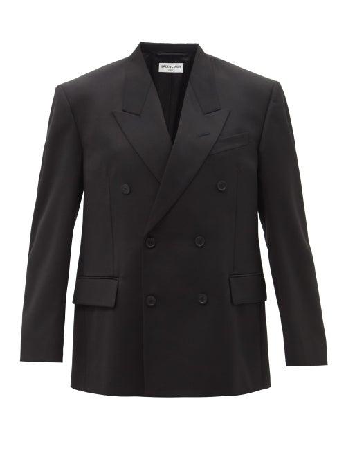 Balenciaga - Double-breasted Wool-twill Jacket - Womens - Black