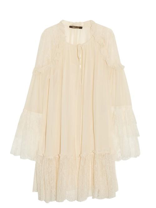 Roberto Cavalli Chantilly-lace And Silk-georgette Dress