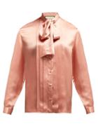 Matchesfashion.com Gucci - Pleated Silk Satin Blouse - Womens - Light Pink