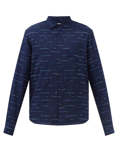 Ymc - Curtis Cotton-blend Slub Shirt - Mens - Blue
