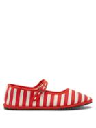 Ladies Shoes Vibi Venezia - Striped Canvas Mary Jane Flats - Womens - Red White