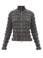 Matchesfashion.com Molly Goddard - Zita Zipped Puff-knit Wool Cardigan - Womens - Grey